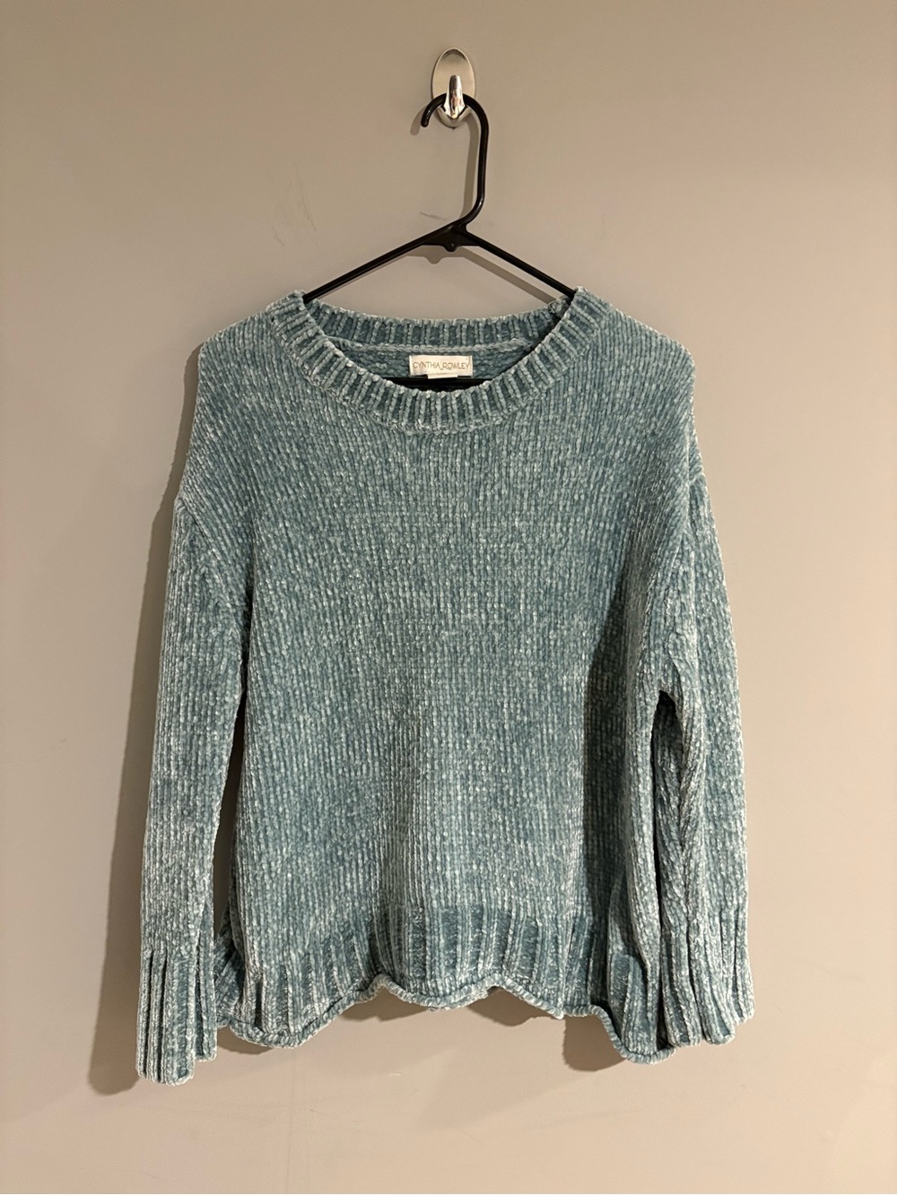 Cynthia Rowley Blue Chenille Sweater Women’s M Soft Cozy Oversized Knit